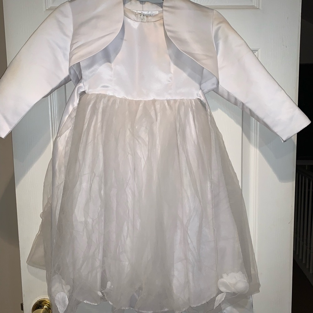 DAVIDS BRIDAL FLOWER GIRL DRESS WITH JACKET SIZE L